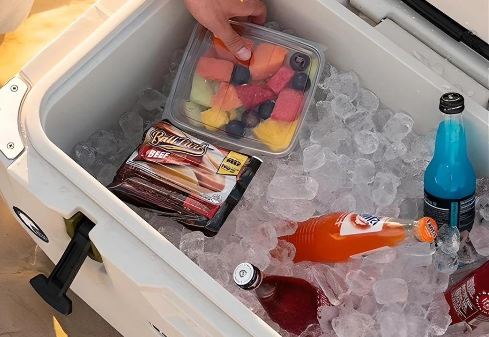 outdoor beverage bar with cooler and mini fridge